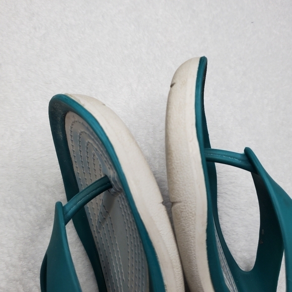 CROCS Swiftwater Teal Blue Thong Flip Flop Sandals - Picture 6 of 10